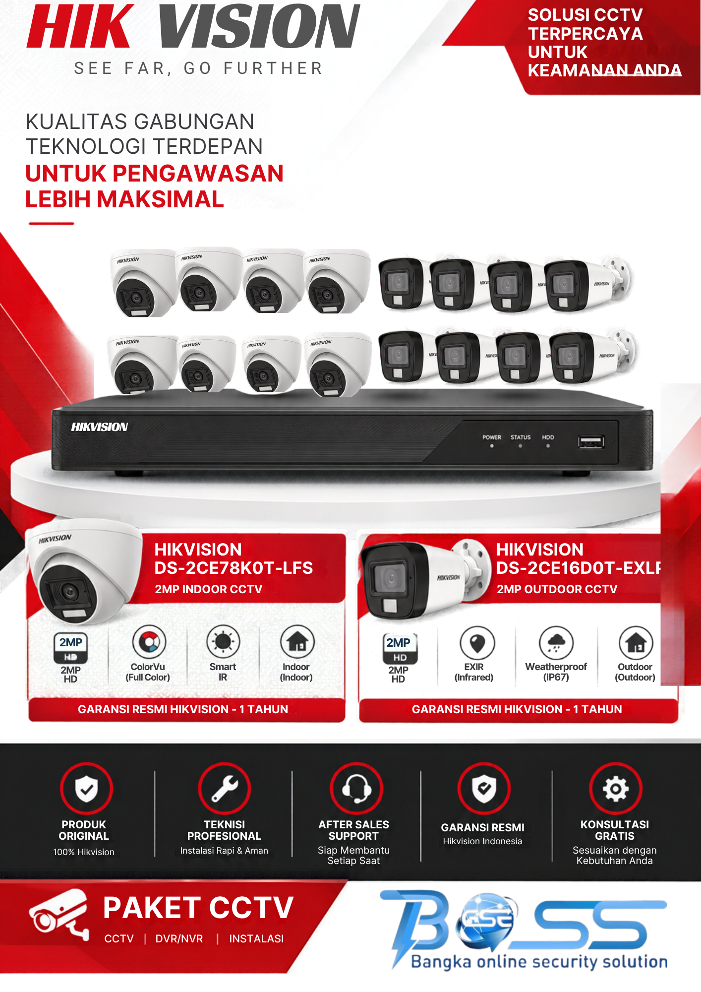 Paket CCTV HIKVISION 2MP SMART LIGHT 16CH